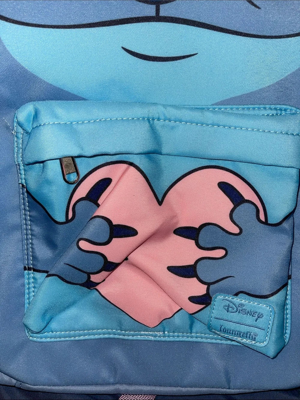 Disney Loungefly Kids Stitch Heart Backpack in Light Blue and Pink